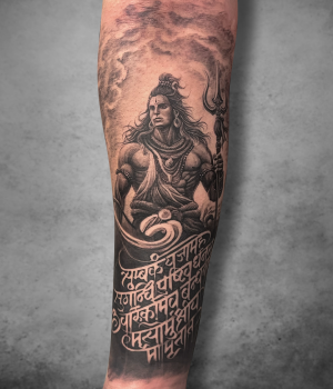 Shiva tattoo with mantra